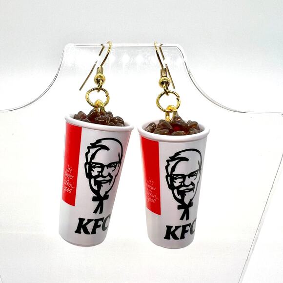 Handmade Jewelry - KFC Soda Earrings - Drink Earrings - Fast Food Earrings - Restaurant Earrings